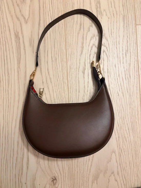 3/$20 Minimalist Brown Crescent Shoulder Bag Gold Hardware - Picture 2 of 4
